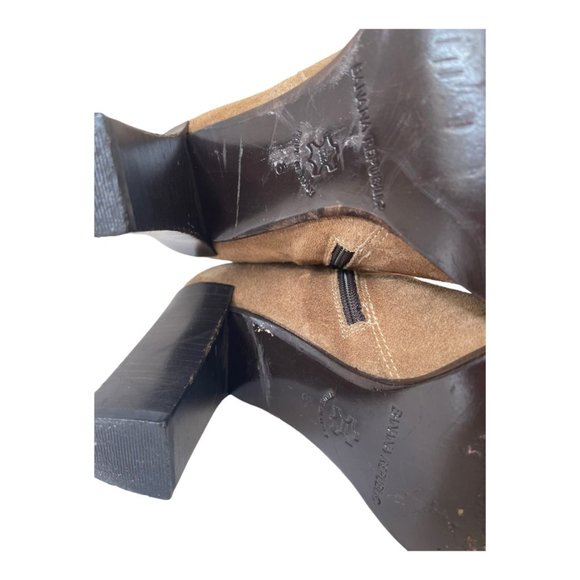 Banana Republic Women's Tan Suede Mid Calif inside Zipper Boots Size 8 - Picture 14 of 15